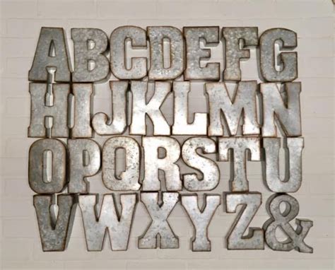 14 inch tall galvanized sheet metal letters|small metal alphabet for crafts.